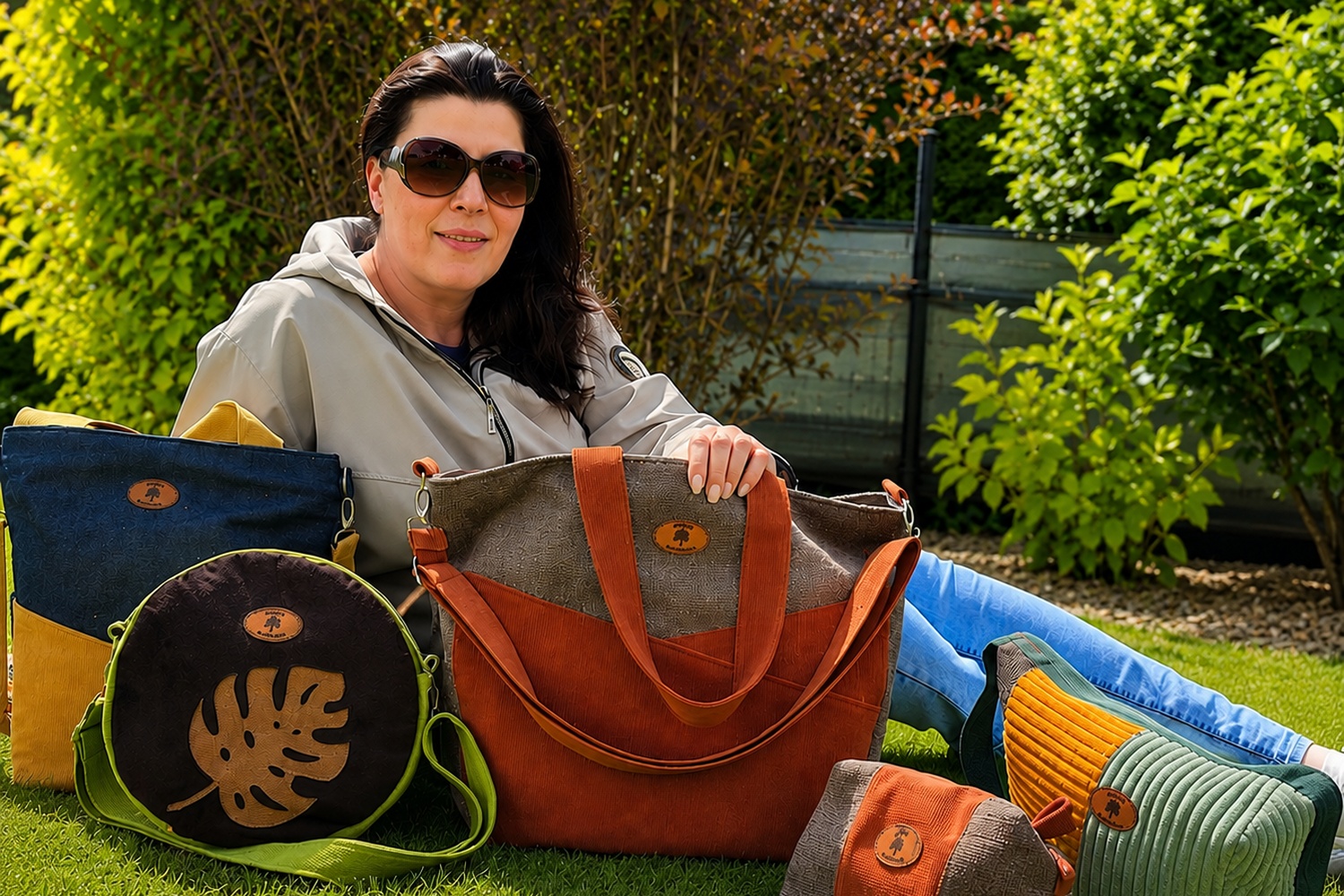 Anna Sakowska, twórczyni marki AniaSa Handmade, przy swojej kolekcji toreb